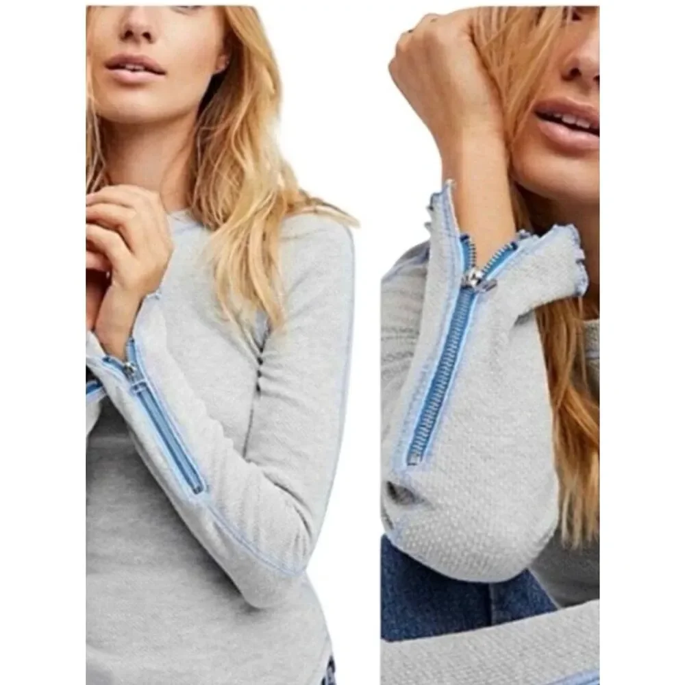 Free People Long Sleeve Zipper Shirt Size Large